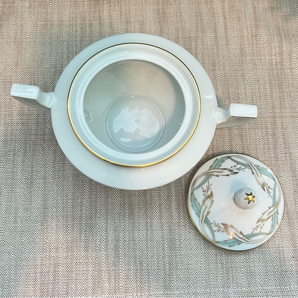 Royal Tettau Princess Blue Green Gold | Creamer & Covered Sugar Bowl Set Germany - Picture 14 of 16